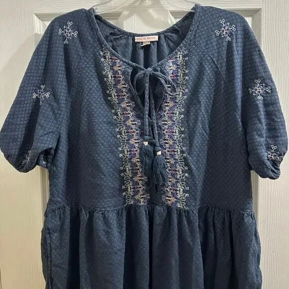 Knox Rose Navy Embroidered Boho Dress XL - Picture 3 of 11
